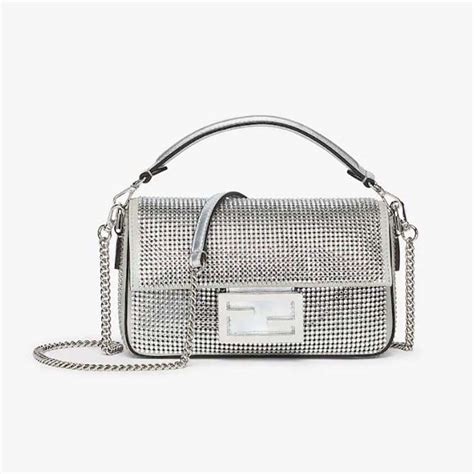 fendi baguette mini silver|small fendi bag with strap.